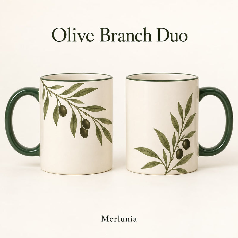 Merlunia Olive Branch Mug Duo - main concept