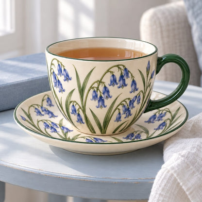 Merlunia Bluebell Cup & Saucer - scene concept