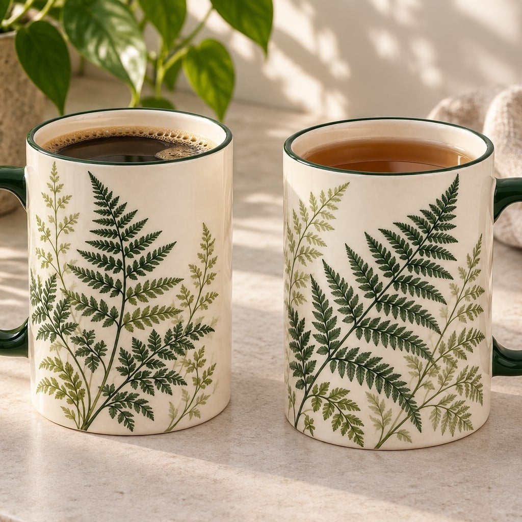 Merlunia Fern Mug Duo - scene concept