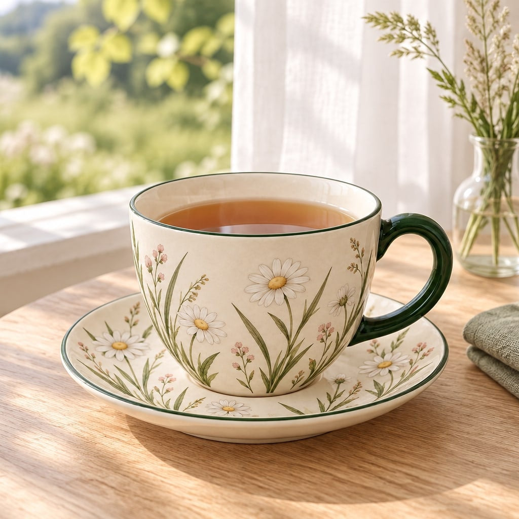 Merlunia Meadow Cup & Saucer - scene concept